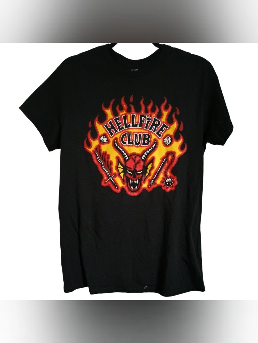 Stranger Things Hellfire Club T-Shirt Black Graphic Tee Netflix Size S